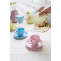 Colorful Ceramic Coffee Cup and Saucer